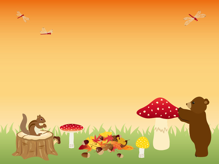 Animals in the autumn forest vector illustrationのイラスト素材