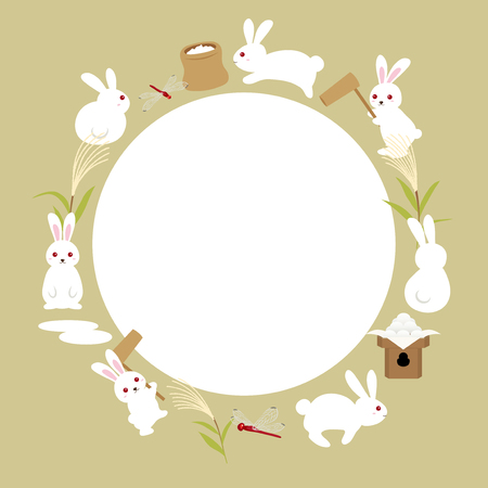 A Japanese autumn festival to enjoy the moon on the night of August 15th, on the Chinese calendar illustration.のイラスト素材