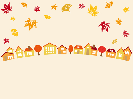 Autumn townscape vector backgroundのイラスト素材