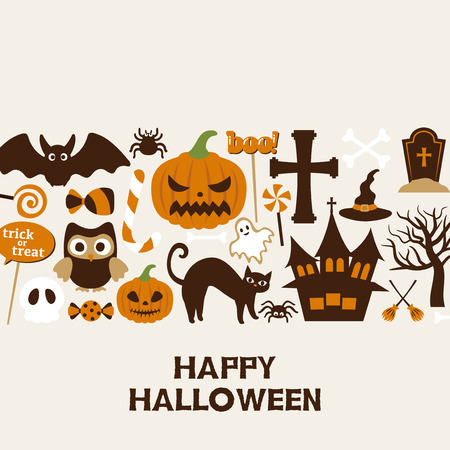 Happy halloween vector illustrationのイラスト素材