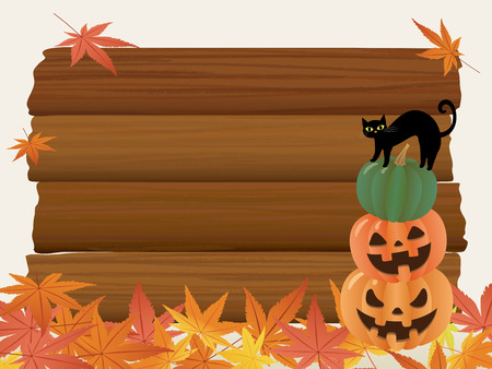 halloween wooden board vector illustrationのイラスト素材