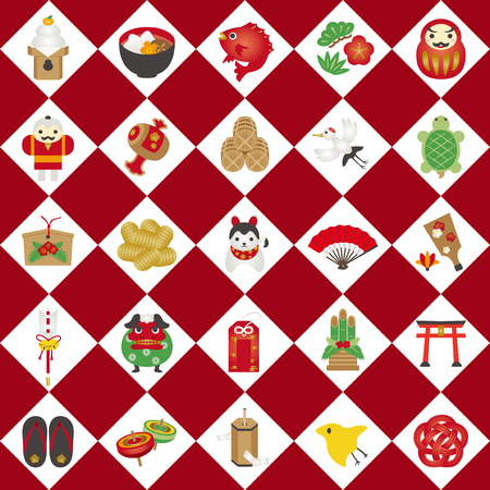 Japanese new year icon setのイラスト素材
