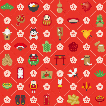 Japanese new year patternのイラスト素材