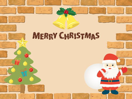 Merry Christmas vector brick frameのイラスト素材