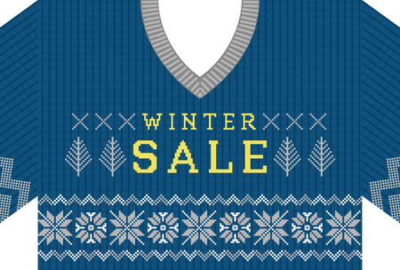 Winter sale poster with knitted sweaterのイラスト素材