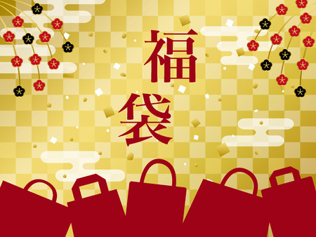 Japanese lucky bag vector illustrationのイラスト素材
