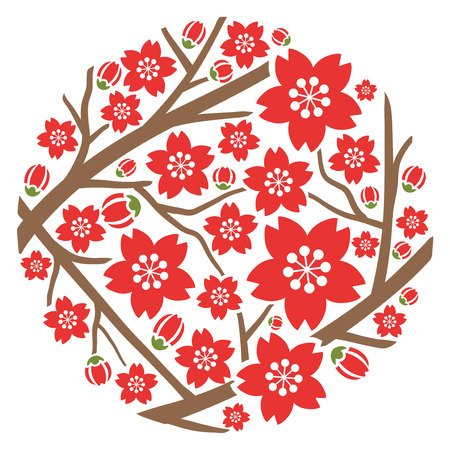 Cherry blossom round frame designのイラスト素材