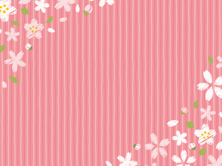 Cherry blossoms of handwriting style.vector frame.のイラスト素材
