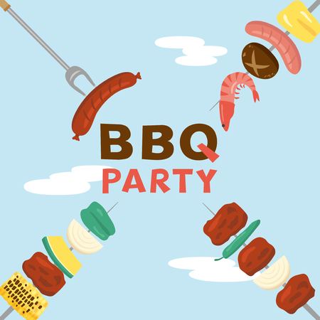 Barbeque party vector poster.のイラスト素材