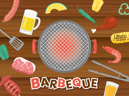 Barbeque party vector poster.のイラスト素材
