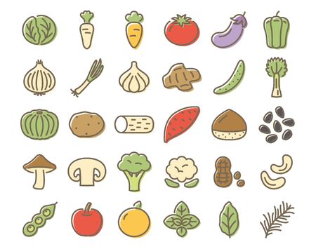 vegetables colorful vector icon set.のイラスト素材