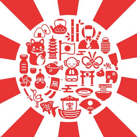 Japanese culture vector icon pattern card.のイラスト素材