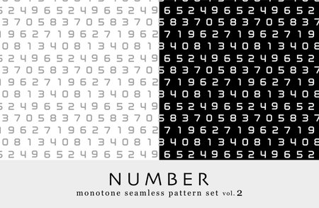 "Number pattern" Monotone seamless pattern set vol.2のイラスト素材
