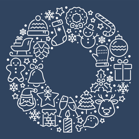 Christmas icon round shape. vector illustration.のイラスト素材