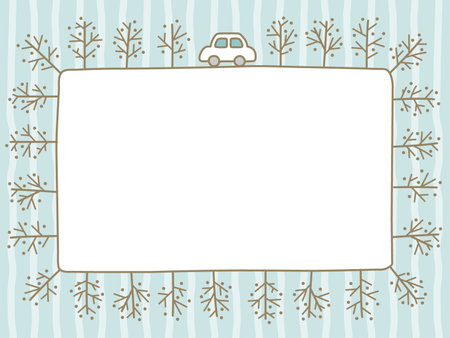 Handwritten line art cityscape vector frame.のイラスト素材