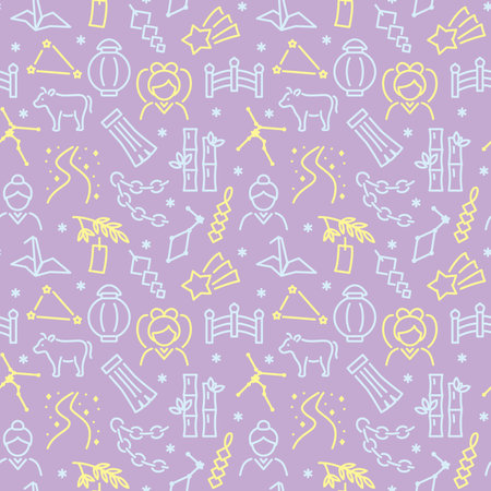 Japanese star festival.  vector seamless pattern.のイラスト素材
