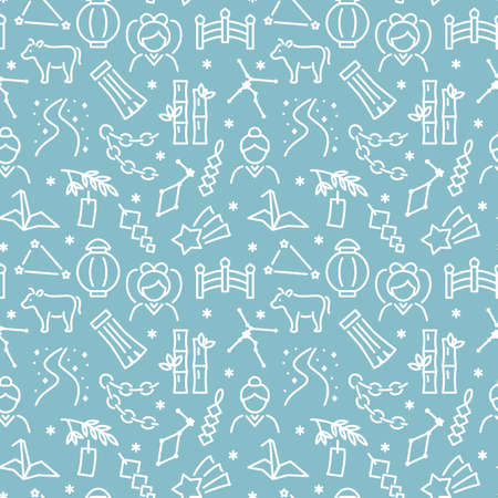 Japanese star festival.  vector seamless pattern.のイラスト素材