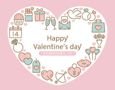 Valentine's day vector icon card. Heart shaped.のイラスト素材