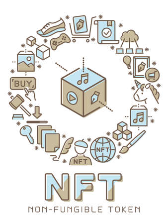 NFT vector icon pattern card. Non-fungible token.のイラスト素材