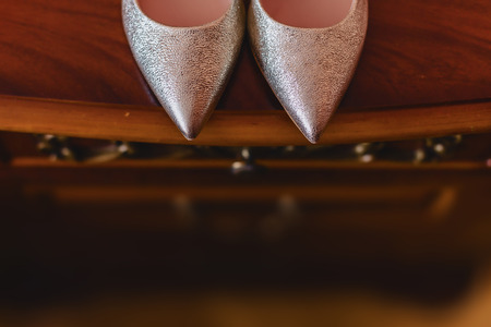 elegant women's shoes for celebrations and weddings, bridal wear and weddings detailsの写真素材