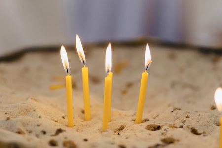 candles fires in the church in the sandの写真素材