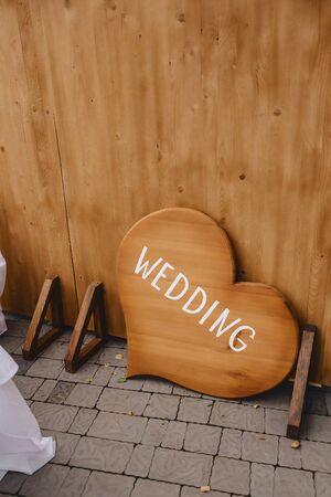 wedding ceremony decoration, chairs, arches, flowers and various festive decorの写真素材