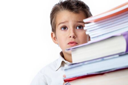 Photo of interested youngster looking forwards with attention