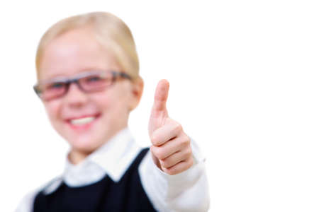 Image of childish hand showing thumb upの写真素材