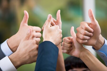 Human hands showing sign of okay の写真素材