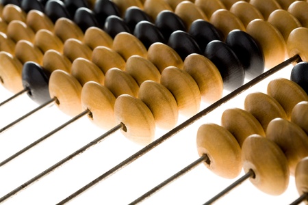 Close-up of wooden abacus used for counting
