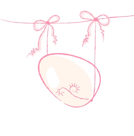 A pink egg hanging on strings のイラスト素材