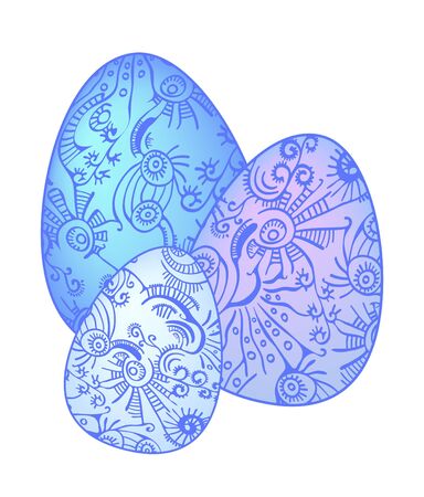 Three ornate Eastern eggsのイラスト素材