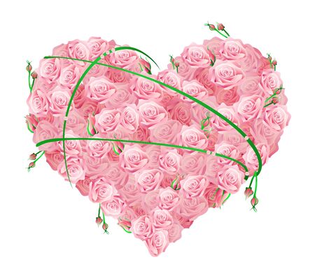 Vector illustration of a huge heart made of roses のイラスト素材