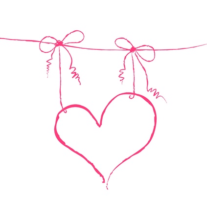 Vector illustration of a heart hanging on stringsのイラスト素材