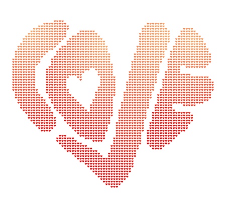 Vector illustration of heart-shaped word love in digital mannerのイラスト素材