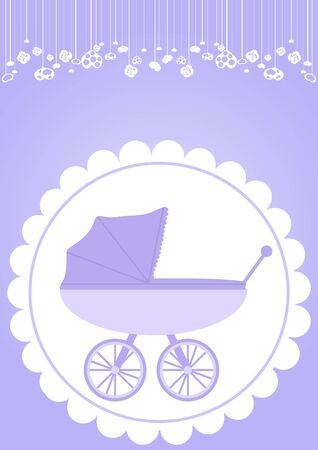 Vector illustration of violet baby carriage for newborn boy  のイラスト素材