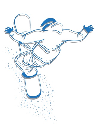 Vector illustration of snowboard freerider doing trick のイラスト素材