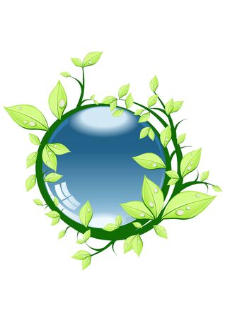 Vector illustration of blue ball with wet leavesのイラスト素材