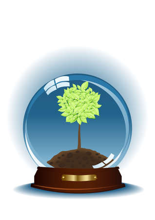 Blue sphere with tree on a white background, vector illustrationのイラスト素材