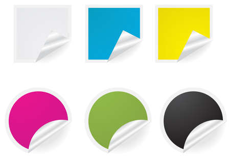 illustration of round and square stickersのイラスト素材