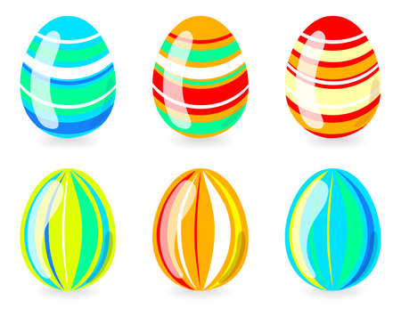 illustration of six easter eggs with stripsのイラスト素材