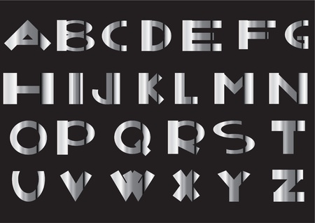 illustration of metallic alphabet on a black background のイラスト素材