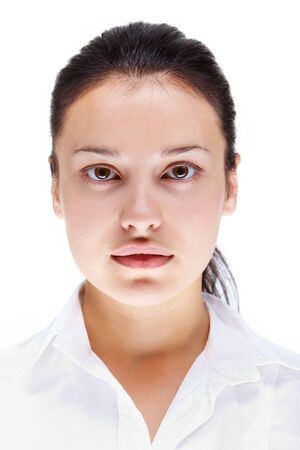Portrait of young pretty woman isolated on a white background  の写真素材