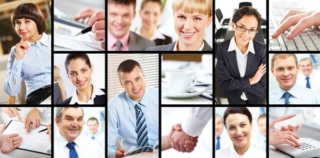 Collage of attractive several businesspersons at work の写真素材