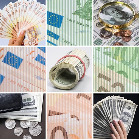 Collage of different cash の写真素材