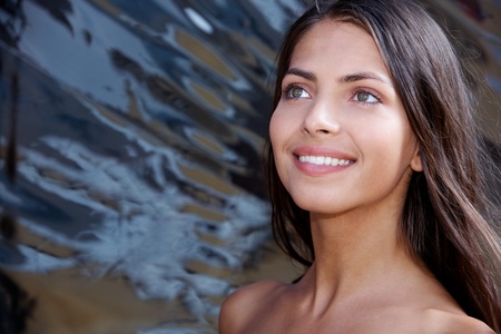 Portrait of fresh woman looking straightの写真素材