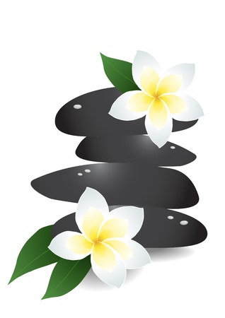 illustration of pile of stones with flowers のイラスト素材