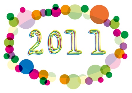 Vector illustration of  2011 year number surrounded by multicolored circles のイラスト素材