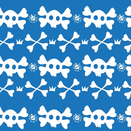  illustration of blue seamless skull and crossbonesのイラスト素材