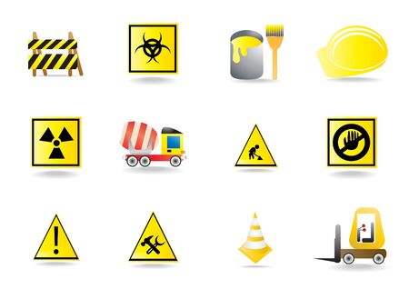 Set of under construction icons, illustration のイラスト素材